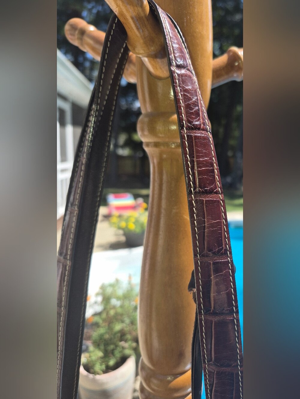 Brighton Woven Straw Shoulder bag featuring brown croc-embossed leather trim - Picture 5 of 11